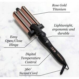 FoxyBae Rose Gold Wavy Baby Triple Waver 3 Wave Curling Iron